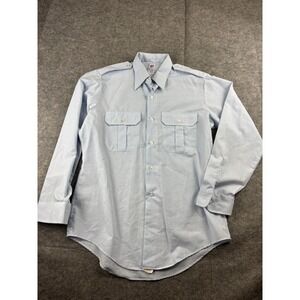 Flying Cross Blue PermaPress Cotton Blend Regular Fit Button-Up Mens 15 Shirt